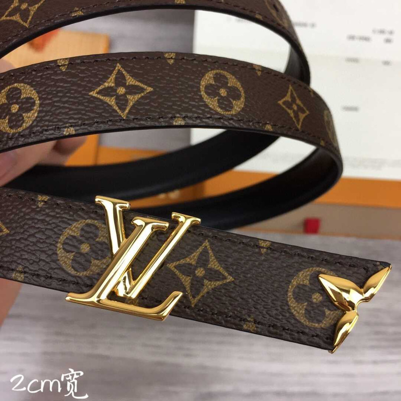 l**is V*t*n 20mm leather belt gold lv buckle black