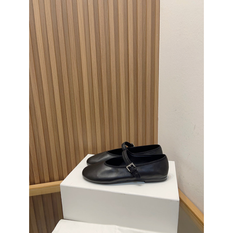 The Row Chunky Low Heel Square Toe Mary Jane Shoes Retro