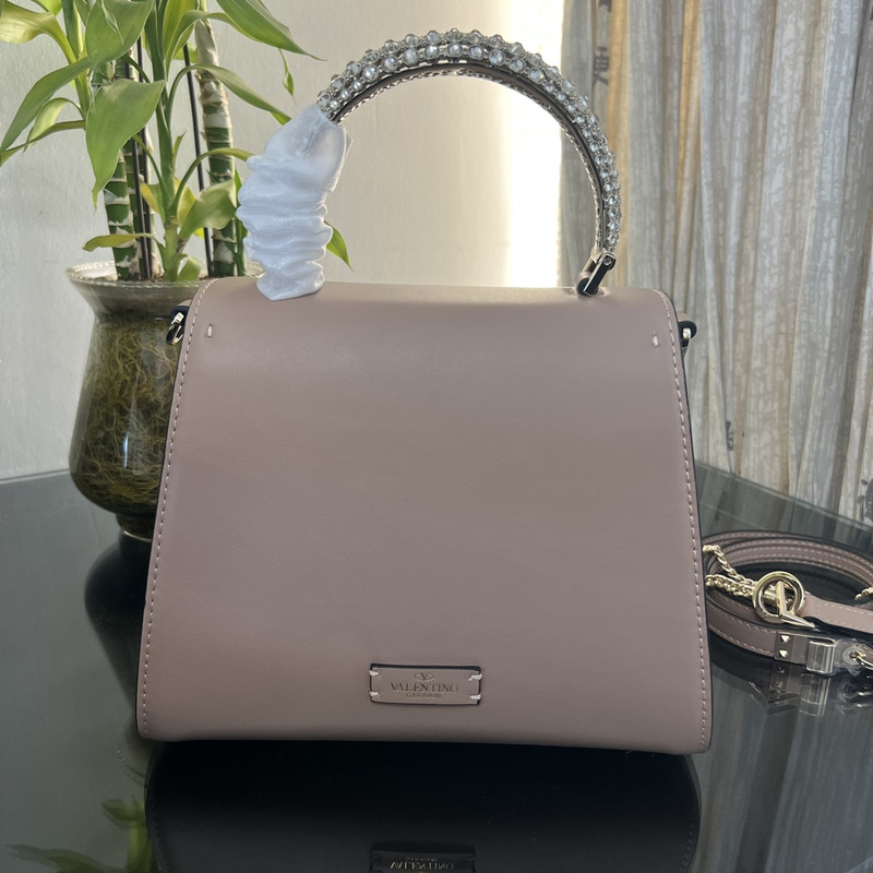 Valentino Vsling Small Bag In Crystal-Embellished Calfskin Pink