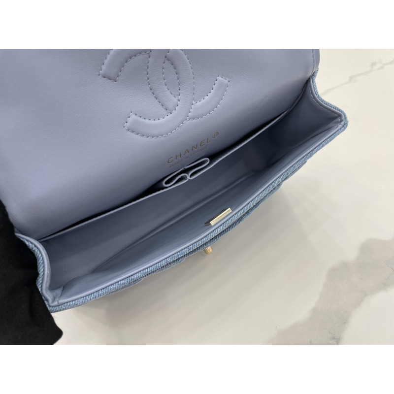 Ch*el quilted classic flap denim