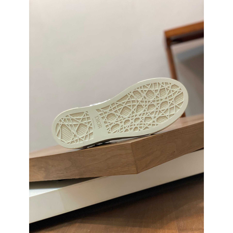 D*or b33 sneakers calfskin and three-dimensional embroidered oblique print navy blue