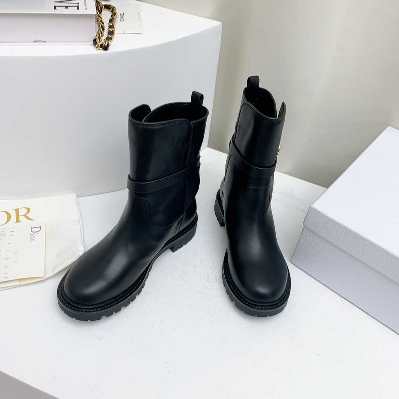 D*or empreinte calfskin and rubber ankle boot calfskin and rubber black