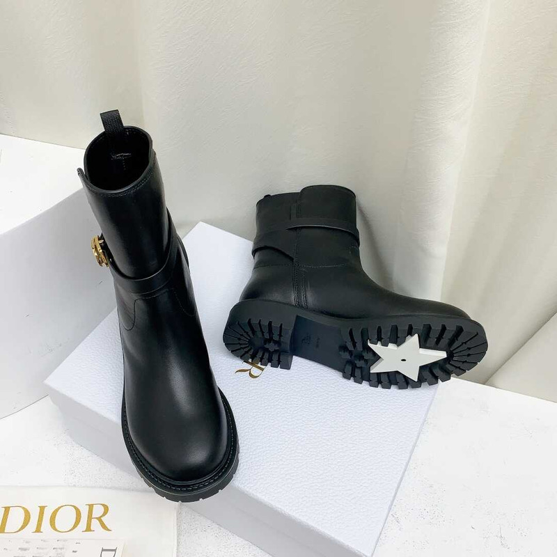 D*or empreinte calfskin and rubber ankle boot calfskin and rubber black