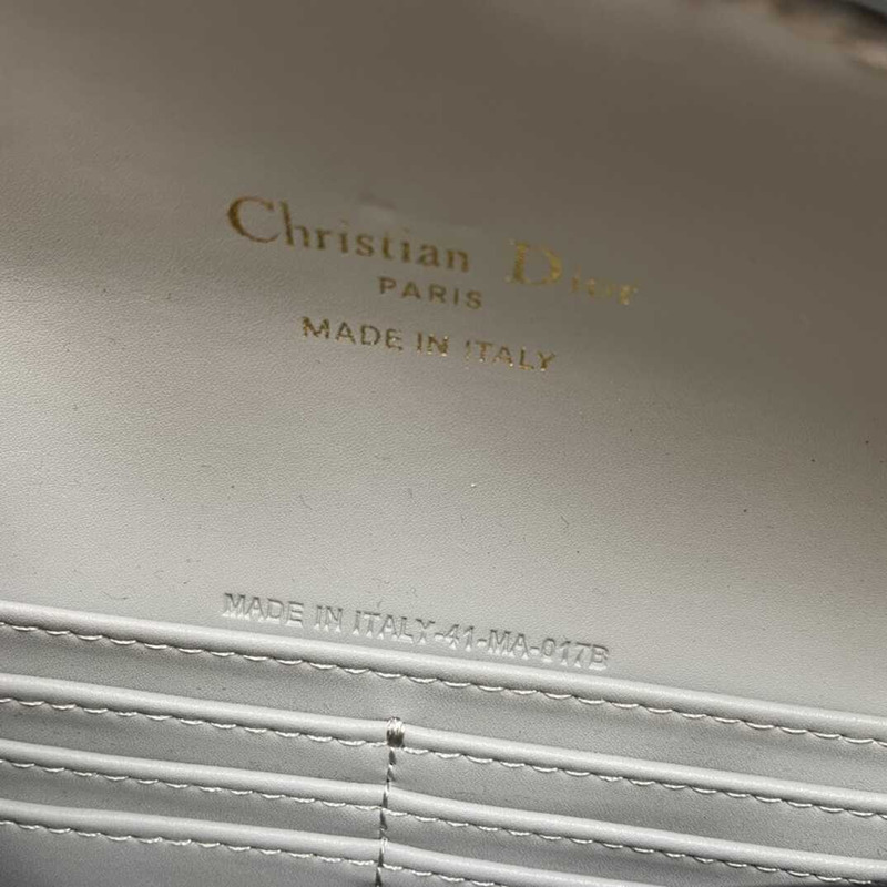 D*or long saddle wallet with chain gray D*or oblique jacquard