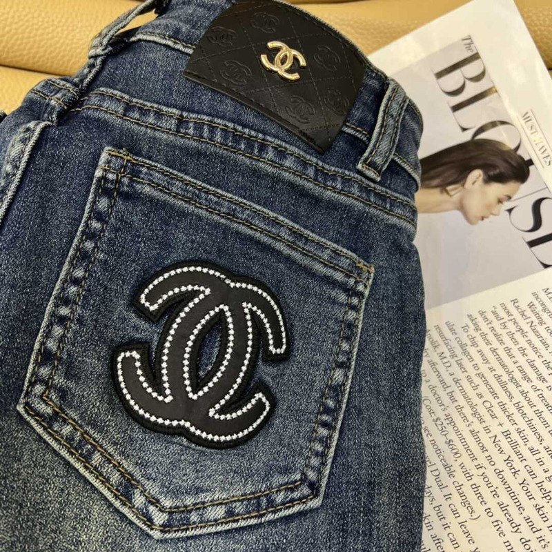 Ch*el cotton jeans dark blue