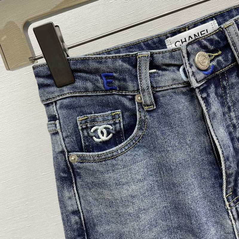 Ch*el plain cotton jeans blue