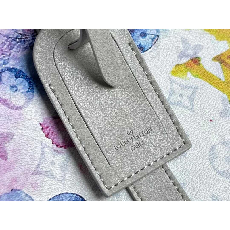 l**is V*t*n keepall bandoulière 50 embossed taurillon monogram cowhide leather bag watercolor