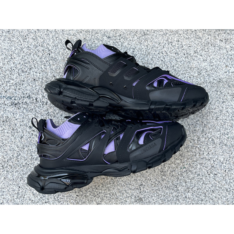 Ba*len*cia*ga track sock lace-up sneakers purple and black