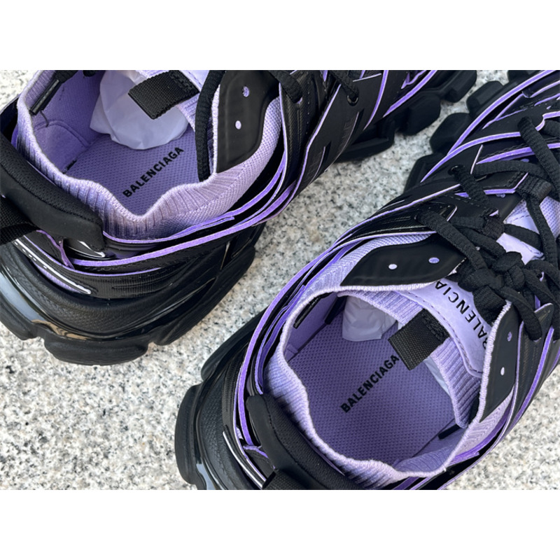 Ba*len*cia*ga track sock lace-up sneakers purple and black