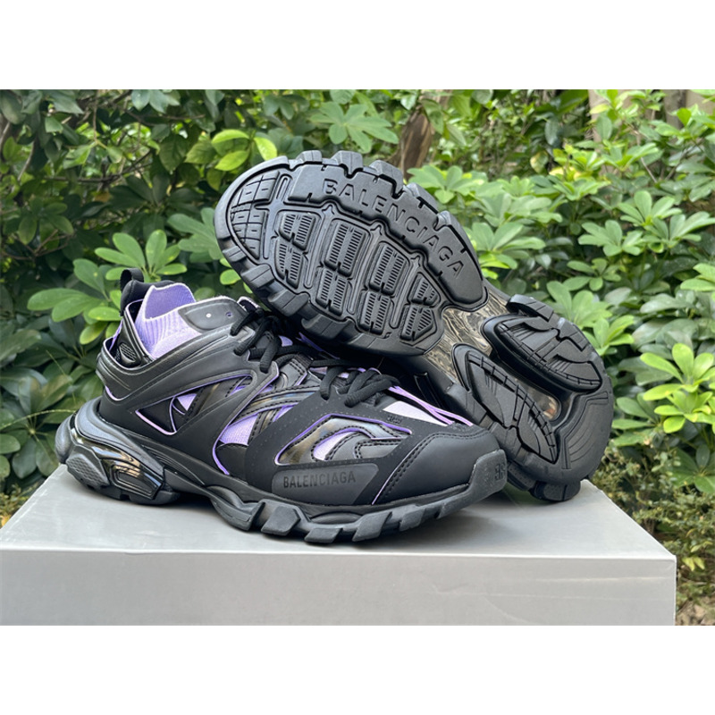 Ba*len*cia*ga track sock lace-up sneakers purple and black