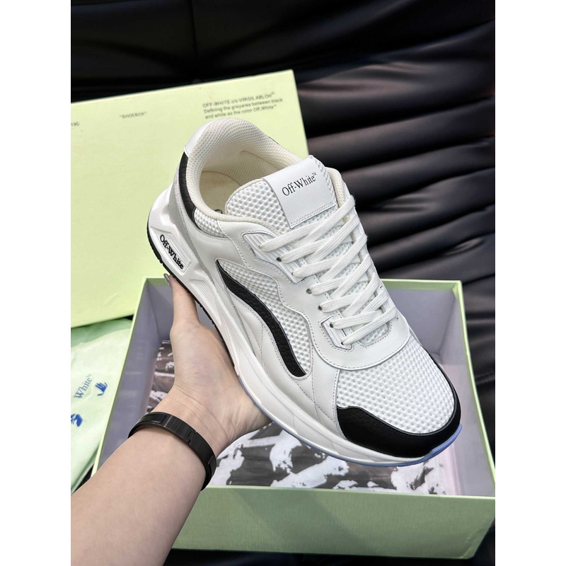 Off White Kick Off Lace-Up Sneakers Black And White