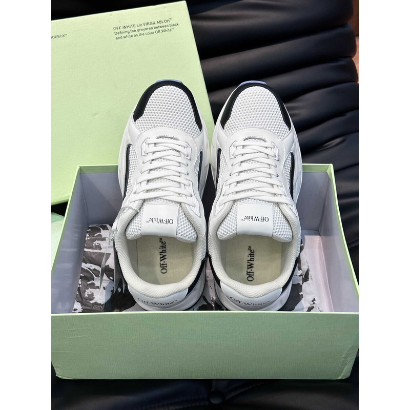 Off White Kick Off Lace-Up Sneakers Black And White