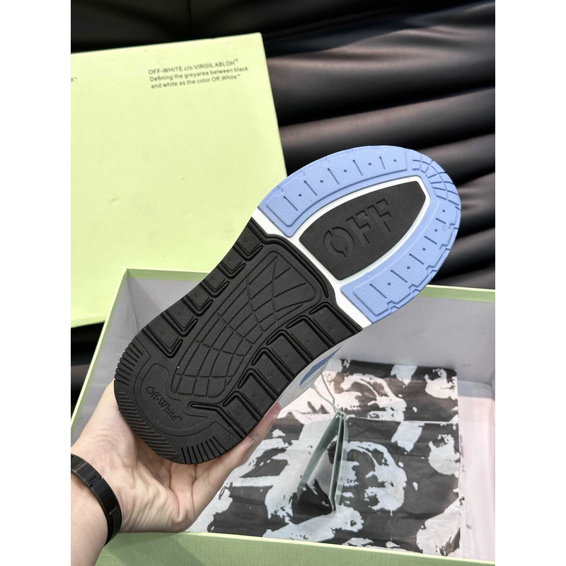 Off White Kick Off Lace-Up Sneakers White And Blue