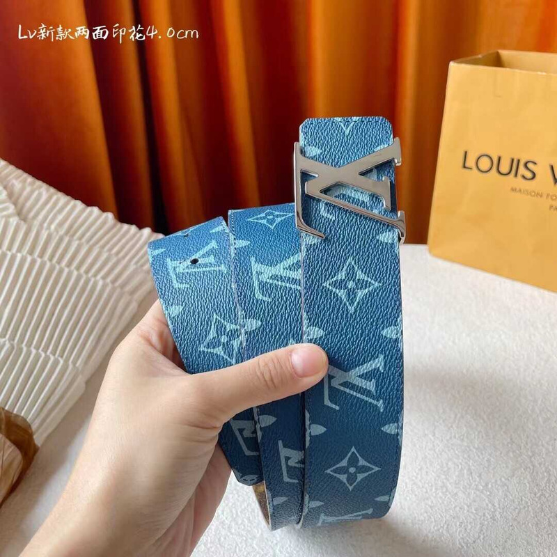 l**is V*t*n lv initiales 40mm reversible belt blue and brown