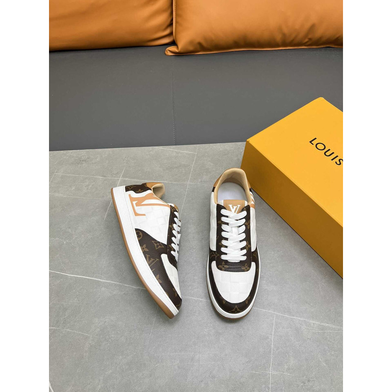 l**is V*t*n rivoli sneakers calfskin white and brown