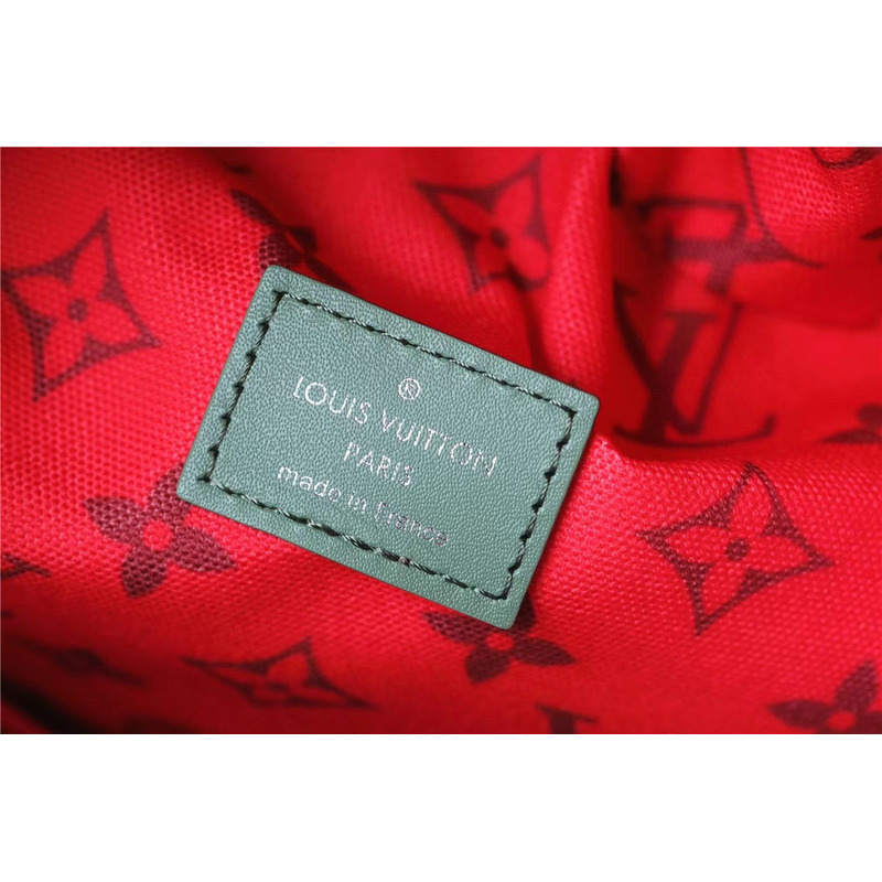 l**is V*t*n monogram discovery backpack pm khaki green/vermillion red