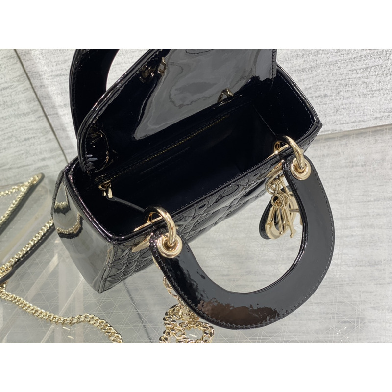 D*or mini lady D*or bag patent leather black