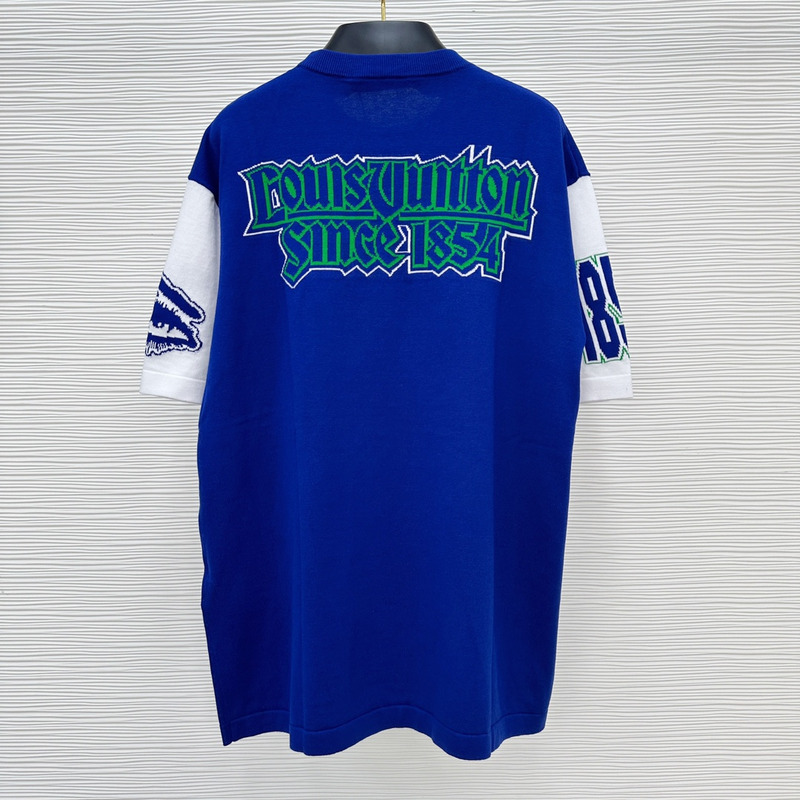 l**is V*t*n crew neck cotton t-shirt blue and white