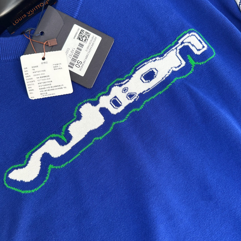 l**is V*t*n crew neck cotton t-shirt blue and white