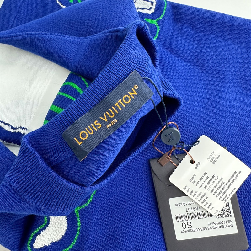 l**is V*t*n crew neck cotton t-shirt blue and white