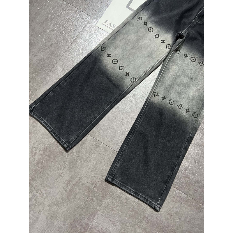 l**is V*t*n monogram denim trousers black and grey