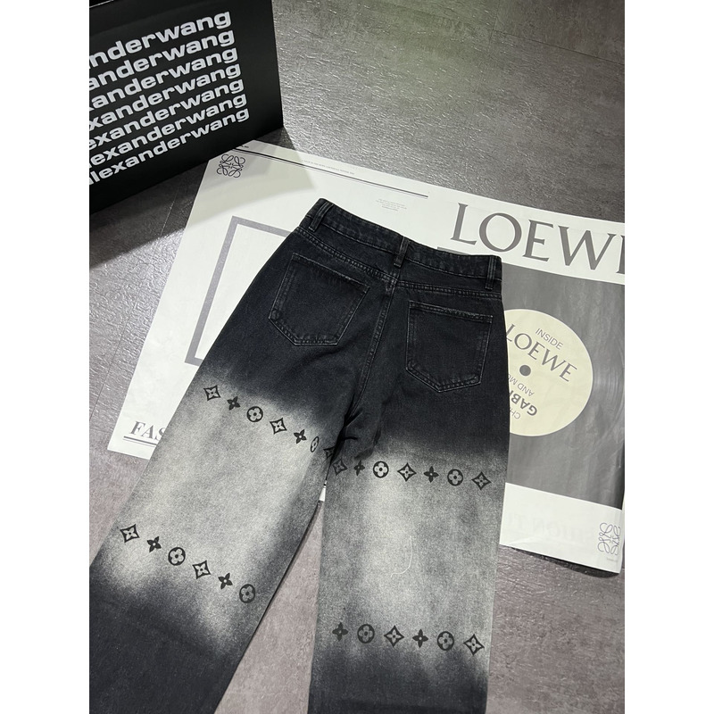 l**is V*t*n monogram denim trousers black and grey