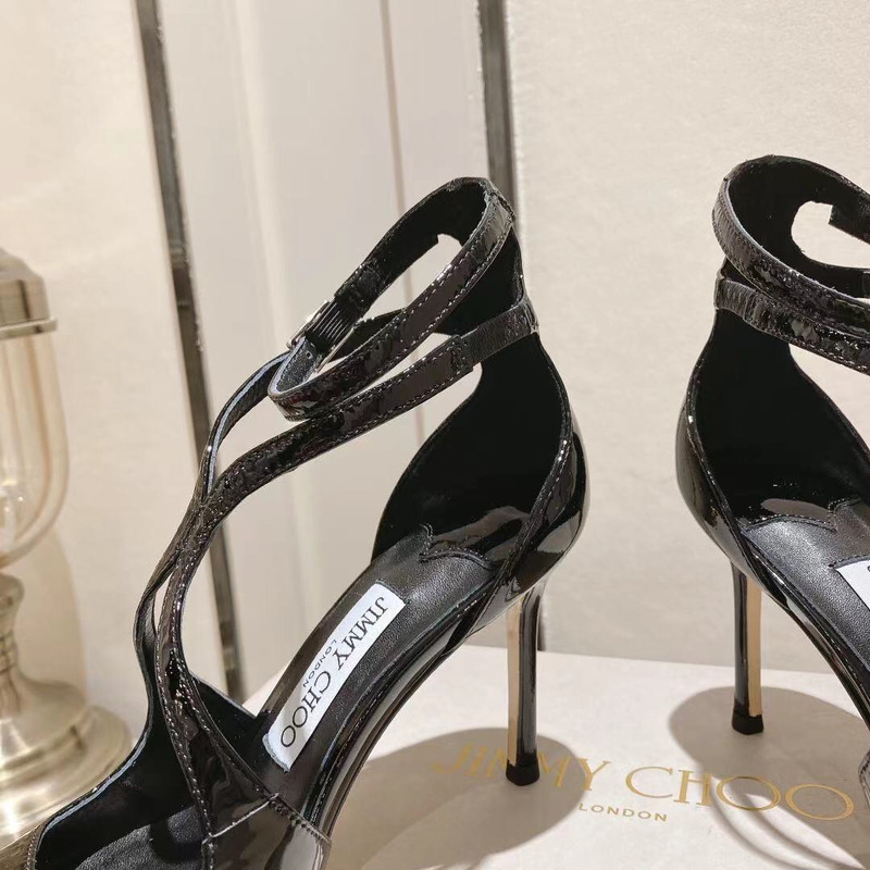 Jimmy Choo Azia 110 Patent Leather Sandals Black