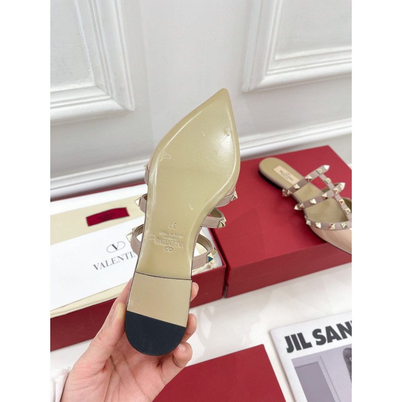 Valentino Rockstud Patent Leather Mule Nude