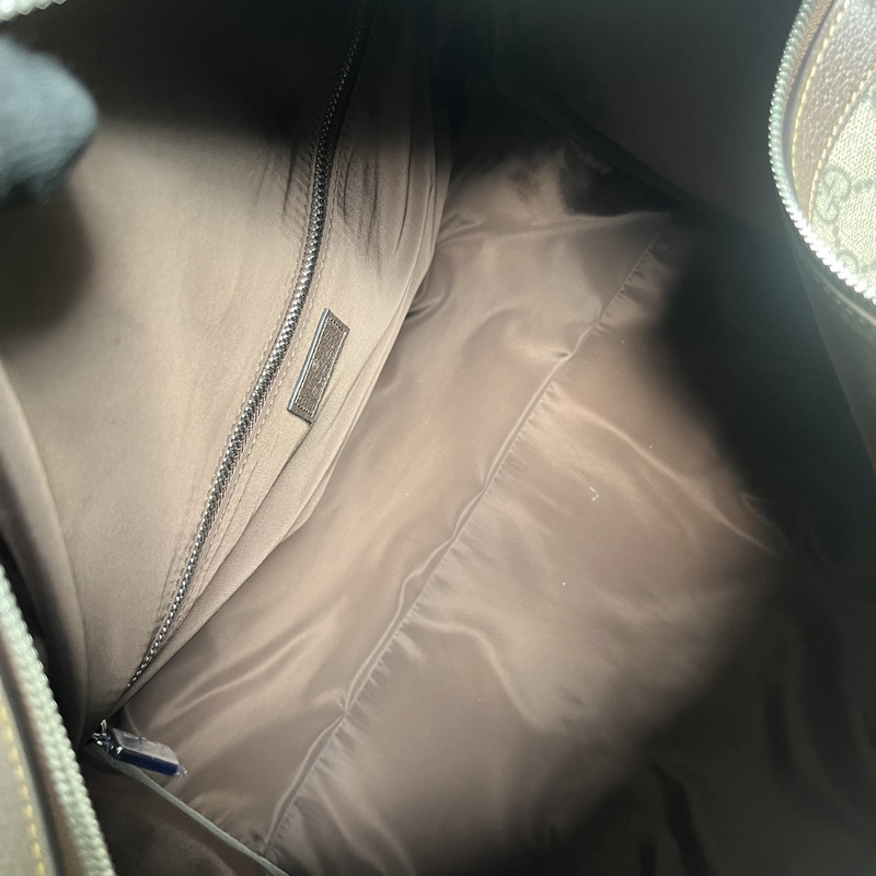 g*u*i  savoy medium duffle bag beige/ebony gg S*p*e canvas with brown leather trim