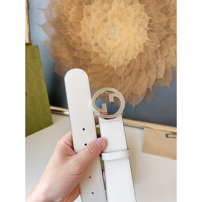 G*u*i blondie belt silver buckle 4cm white