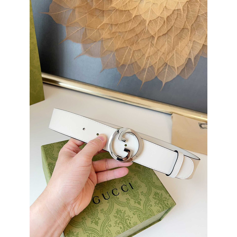 G*u*i blondie belt silver buckle 4cm white