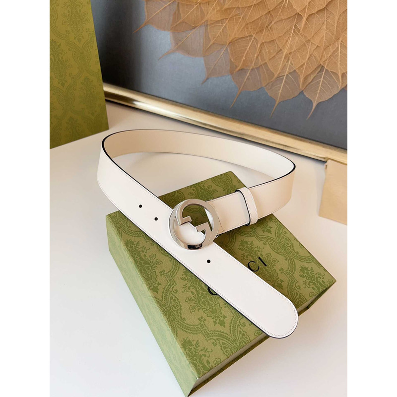 G*u*i blondie belt silver buckle 4cm white