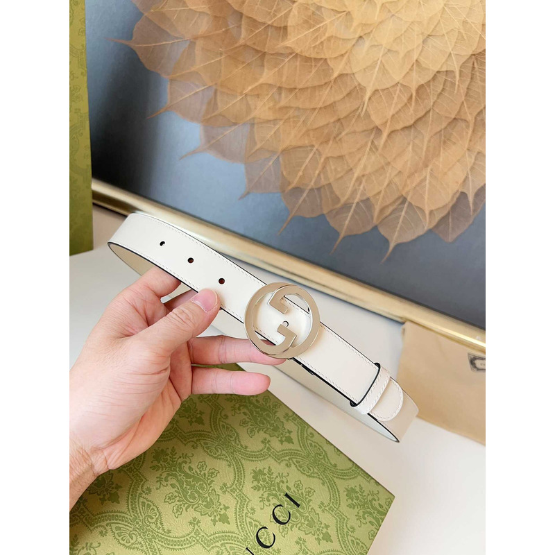 G*u*i blondie belt silver buckle 3cm white