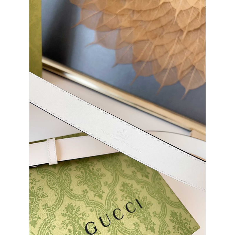 G*u*i blondie belt silver buckle 3cm white