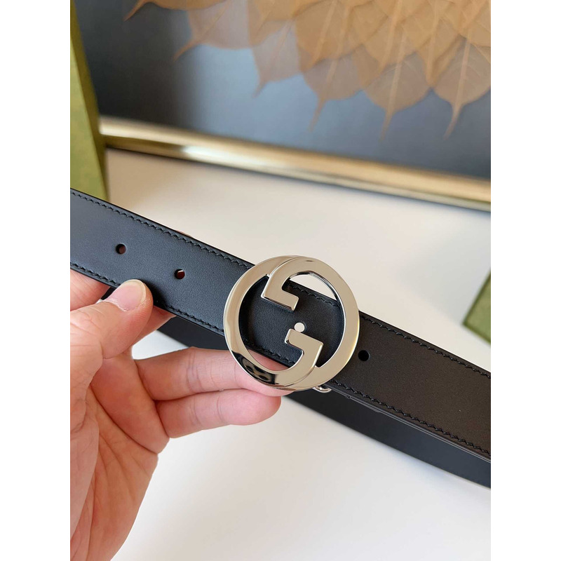 G*u*i blondie belt silver buckle 3cm black