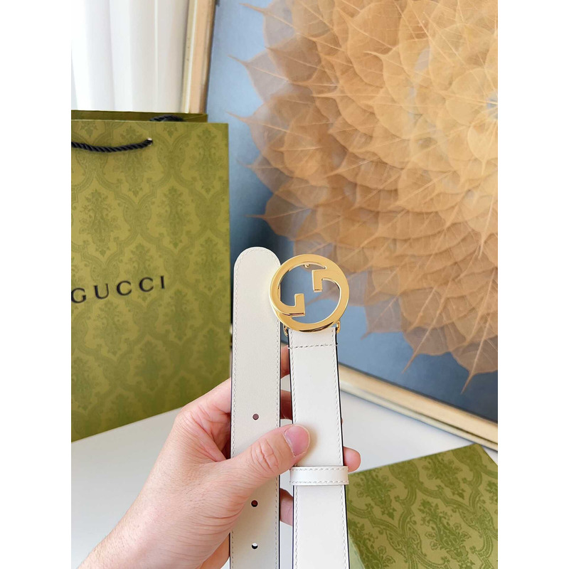 G*u*i blondie belt gold buckle 3cm white