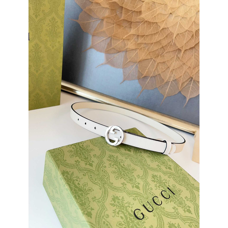 G*u*i blondie belt silver buckle 2cm white