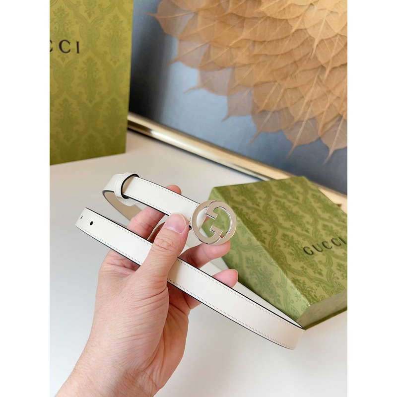 G*u*i blondie belt silver buckle 2cm white