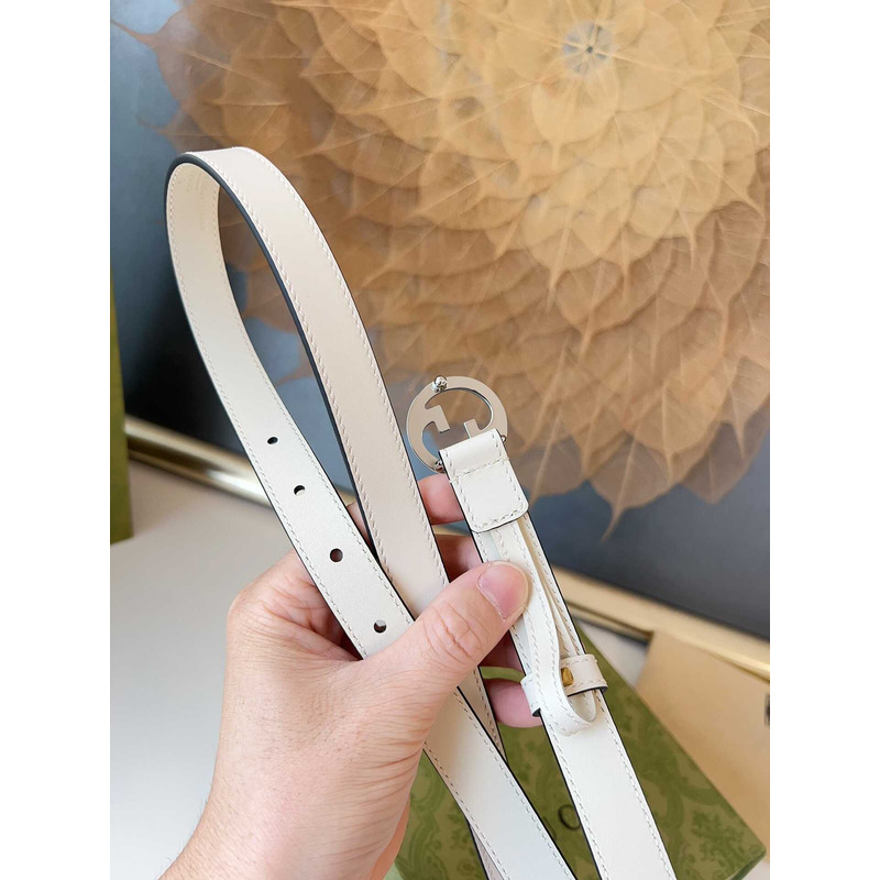 G*u*i blondie belt silver buckle 2cm white