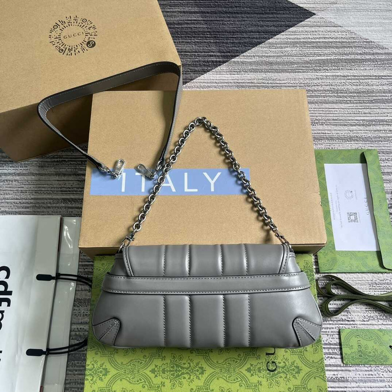 G*u*i horsebit chian small shoulder bag grey