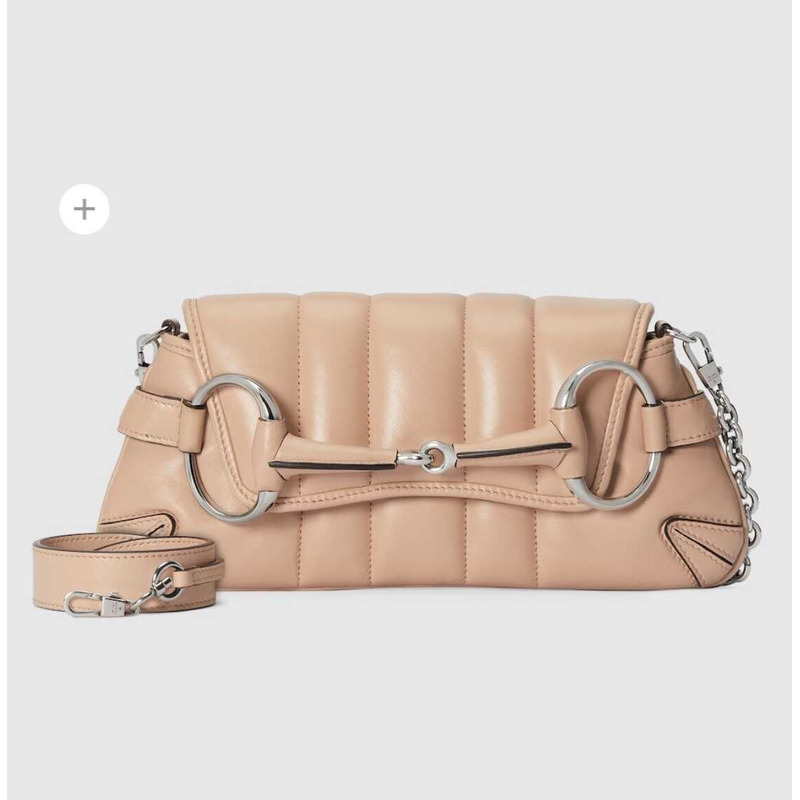 G*u*i horsebit chian small shoulder bag rose beige