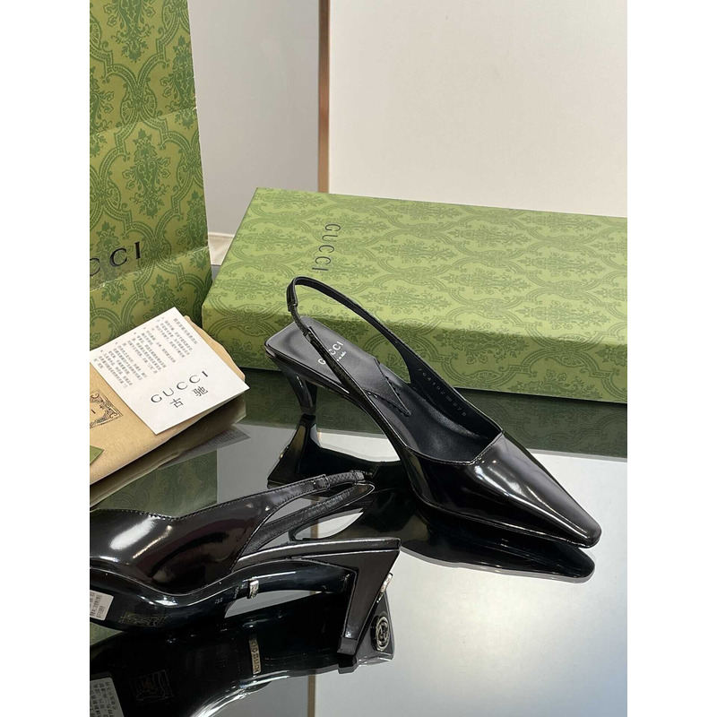 G*u*i ladies back lace up pumps leather black