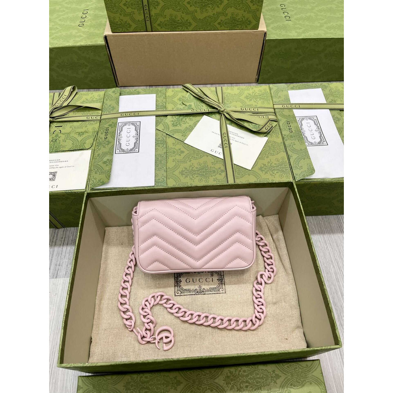 G*u*i gg marmont series waist bag leather pink