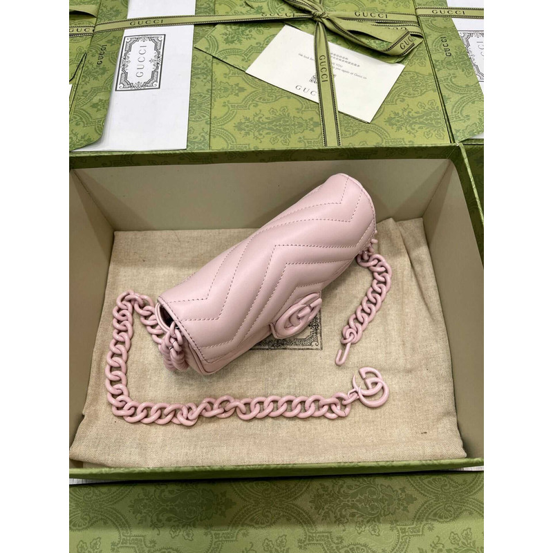 G*u*i gg marmont series waist bag leather pink