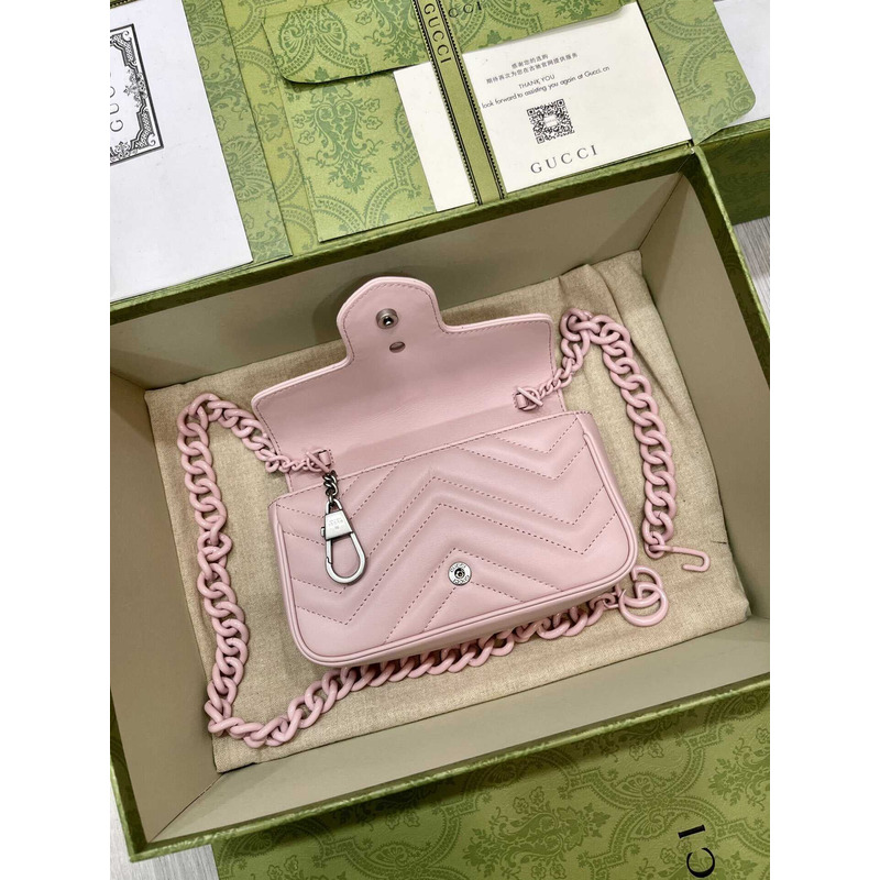 G*u*i gg marmont series waist bag leather pink