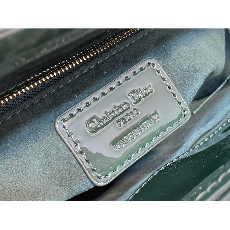 D*or small lady D*or patent leather dark green