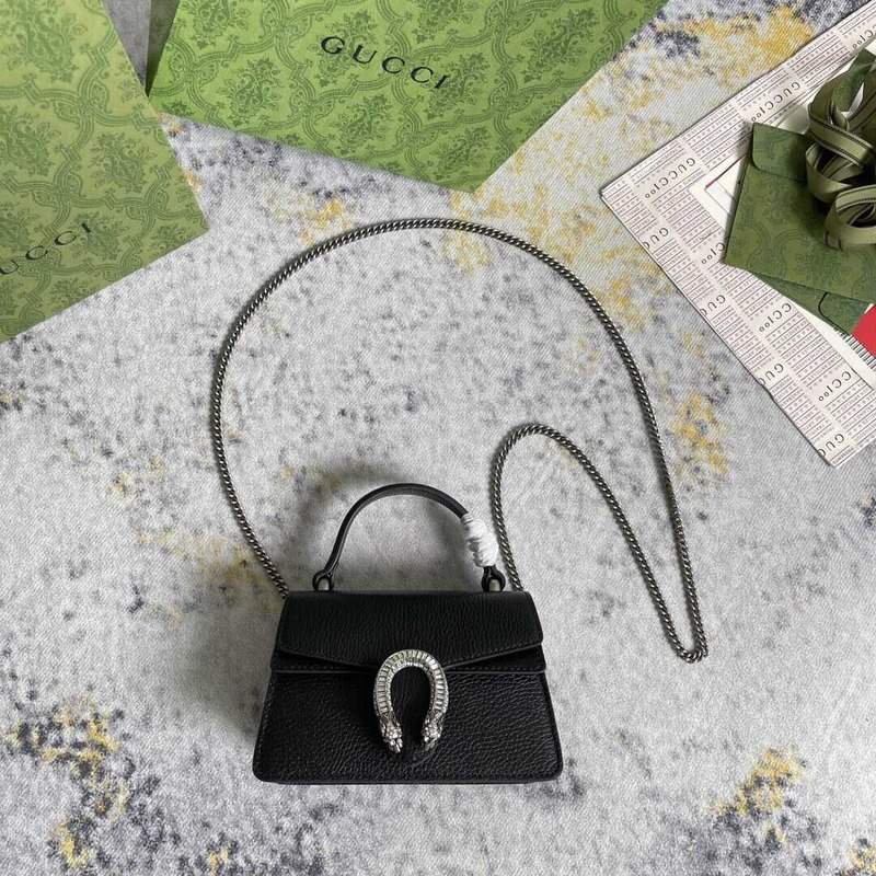 g*u*i women S*per mini leather shoulder bag black