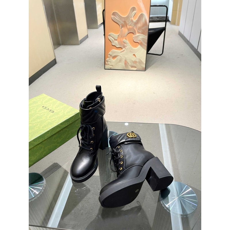 G*u*i marmont logo-print leather heeled ankle boots black