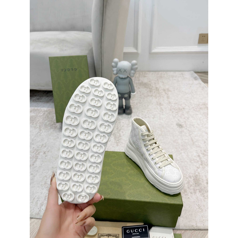 G*u*i gg printed thick-soled high top sneakers white