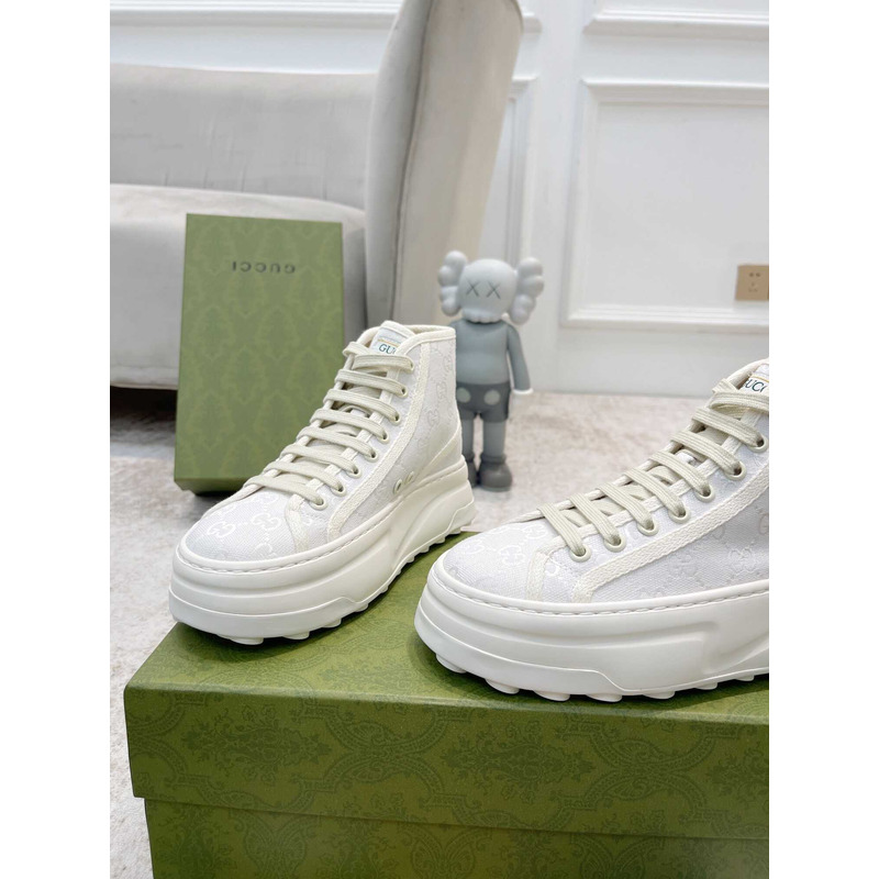 G*u*i gg printed thick-soled high top sneakers white